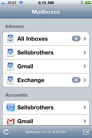 iOS4 "universal" inbox