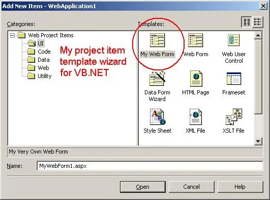 Adding Custom VB.NET Project Item Template Wizards to VS.NET
