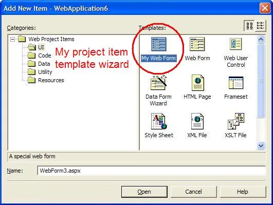 Adding Custom Project Item Templates to VS.NET