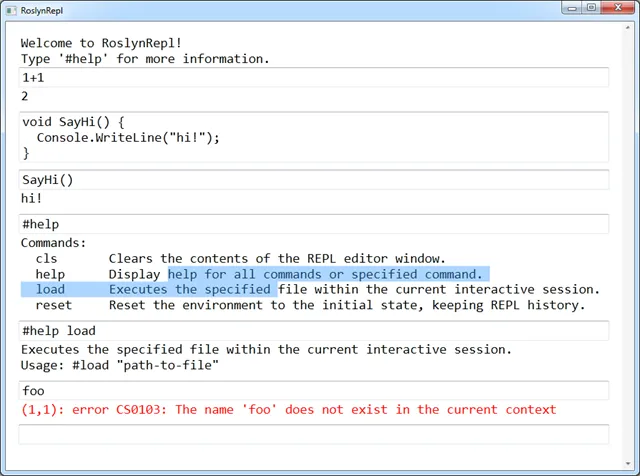 GUI REPL for Roslyn